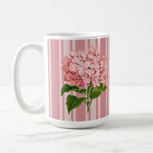 Caneca De Café Listras Rosa e Hortênsia
