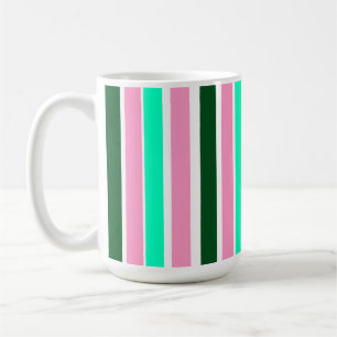 Caneca De Café Listras rosa e verdes
