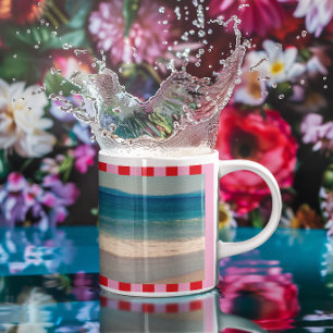 Caneca De Café Listras Rosa e Vermelho Foto Completa