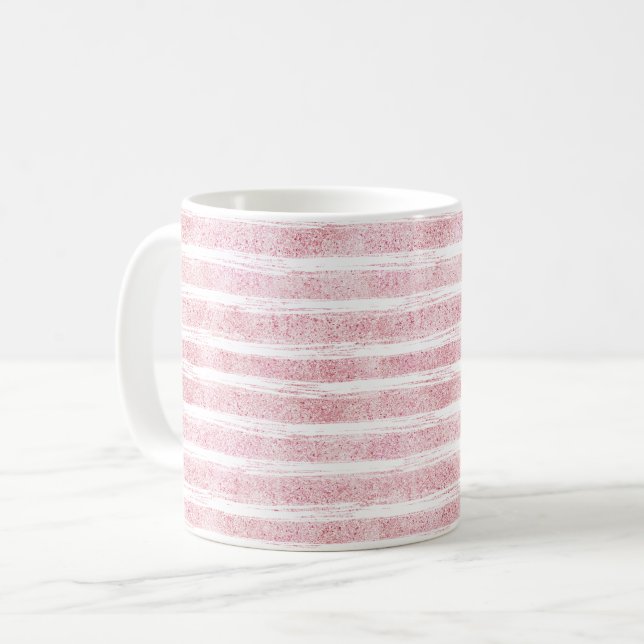 Caneca De Café Listras Rosa Espelhadas (Frente Esquerda)