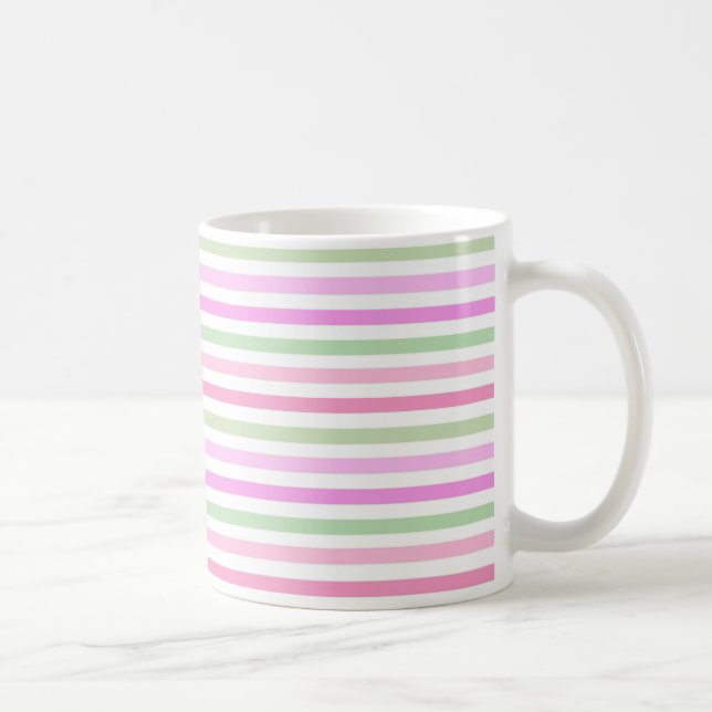 Caneca De Café Listras, rosa, verde (Direita)