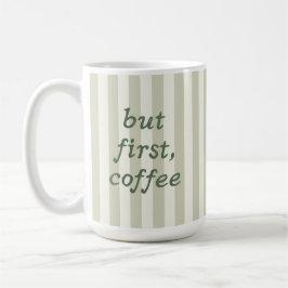 Caneca De Café Listras Verde Salvia Tendência Aconchegante Chá E