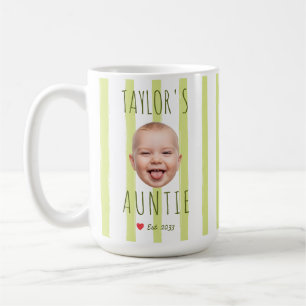 Caneca De Café Listras Verdes Personalizado com Foto e Nome Tia B