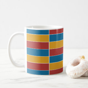 Caneca De Café Listras Vermelhas Azuis Amarelas