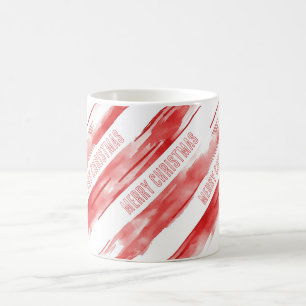 Caneca De Café Listras Vermelhas Brancas Feliz Natal