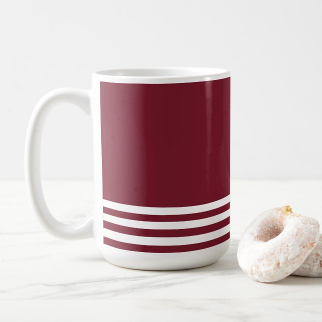 Caneca De Café Listras Vermelhas e Brancas Padrão (Com Donut)
