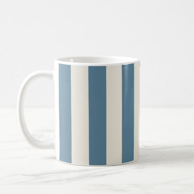 Caneca De Café Listras Verticais Azuis e Creme (Esquerda)