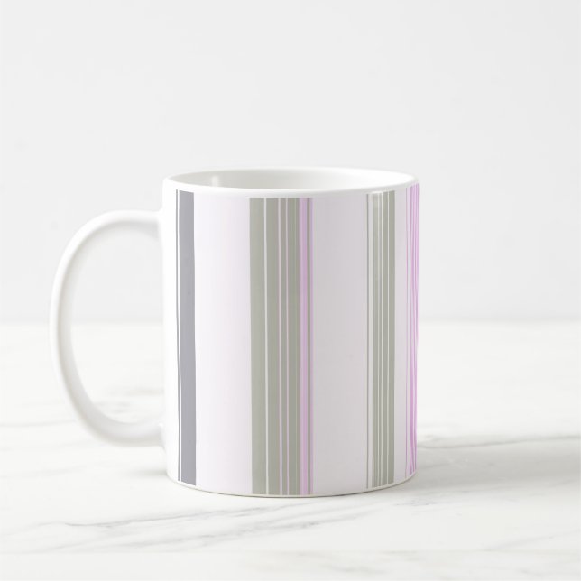 Caneca De Café Listras verticais cinza e rosa. (Esquerda)