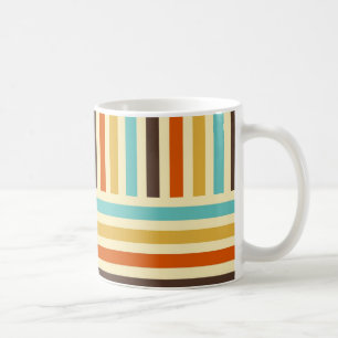 Caneca De Café Listras Verticais Horizontais Azul Amarelo Vermelh