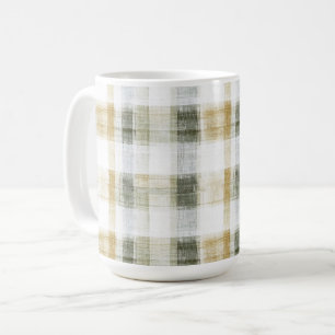 Caneca De Café Listras Xadrez Amarelo Verde Branco