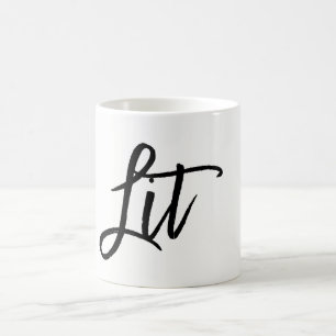Caneca De Café Lit Black Modern Script Trendent Personalizado