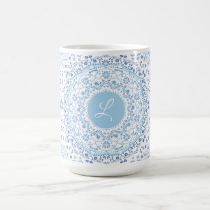 Caneca De Café Lite Blue Mandala Monogramas