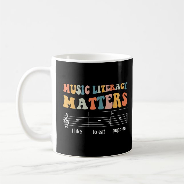 Caneca De Café Literacia Musical Que Eu Gosto De Comer Puppies Pr (Esquerda)