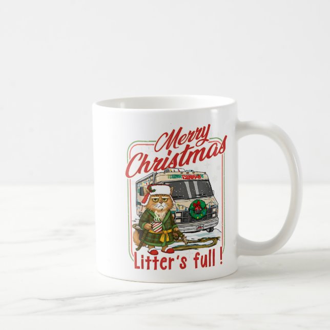Caneca De Café Litter's Full Merry Christmas Funny Cat Lovers Hol (Direita)