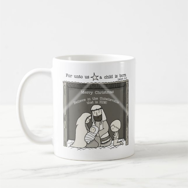 Caneca De Café Little Boy no Natal Manger-Feliz (Esquerda)