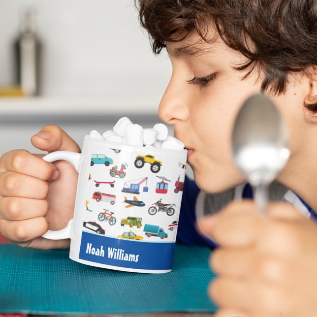 Caneca De Café Little Boy Things That Move Vehicle Cars Kid (Criador carregado)