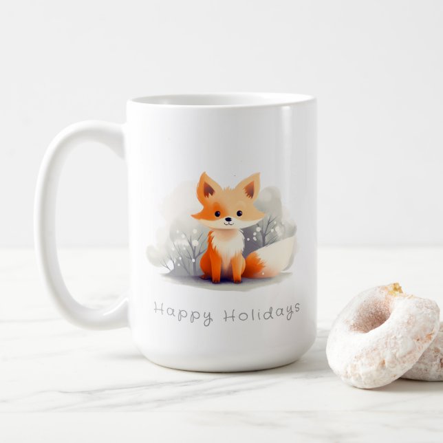 Caneca De Café Little fox in winter (Com Donut)