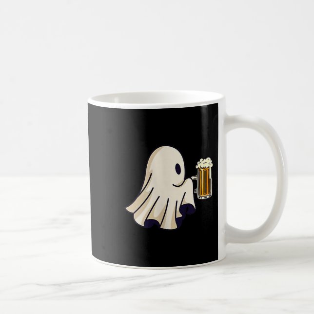 Caneca De Café Little Ghost Drinking Beer Funny Halloween Costume (Direita)