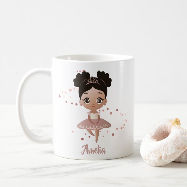 Caneca De Café Little Girl Dancing Ballerina Princess, Rosa Doura (Com Donut)