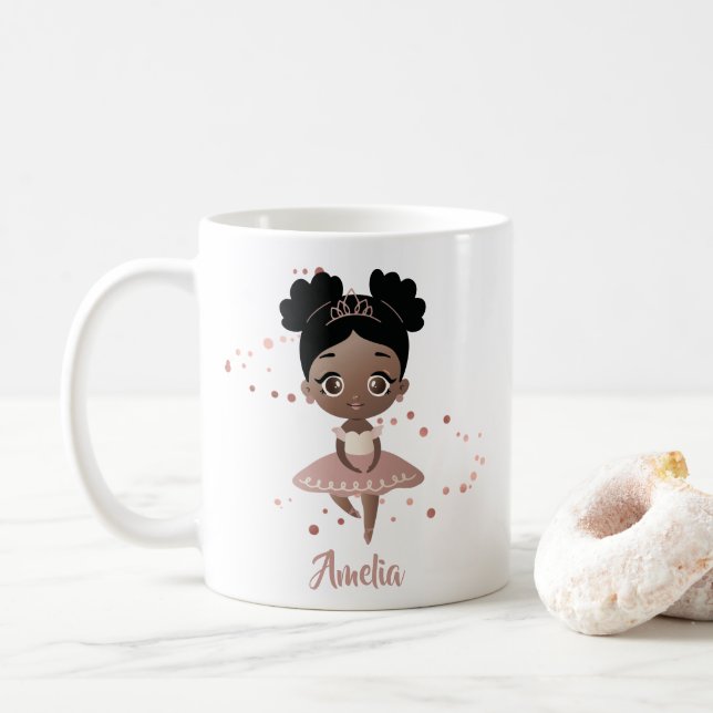 Caneca De Café Little Girl Dancing Ballerina Princess, Rosa Doura (Com Donut)