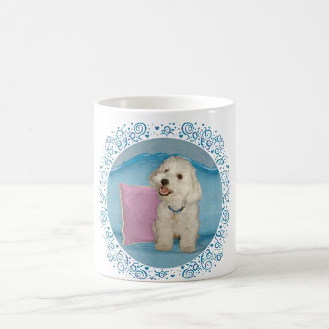 Caneca De Café Little Havanese em Turquoise Sofa (Centro)