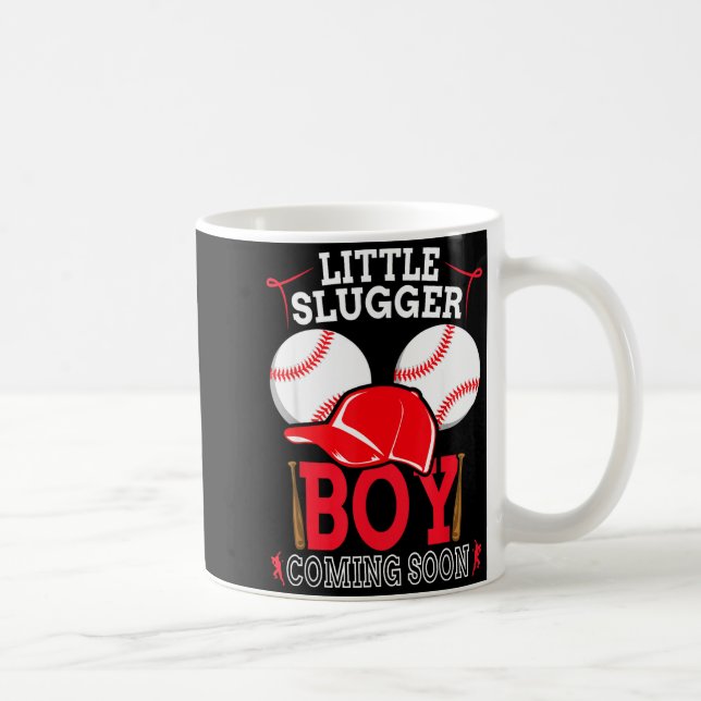Caneca De Café Little Slugger Boy Coming Soon Baby Announcement B (Direita)