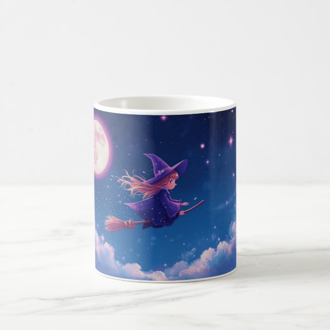 Caneca De Café Little Witch Mug | Magical Night Sky Coffee Cup (Centro)