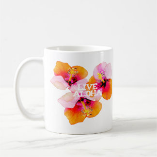 Caneca De Café Live Aloha Hibiscus Floral Tropical Flowers Hawaii