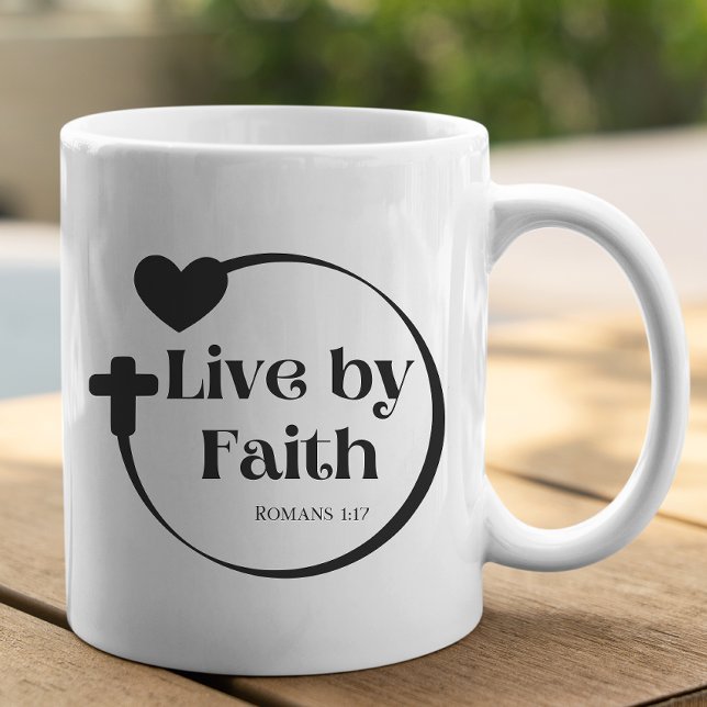 Caneca De Café Live By Faith Scripting Mug (Criador carregado)