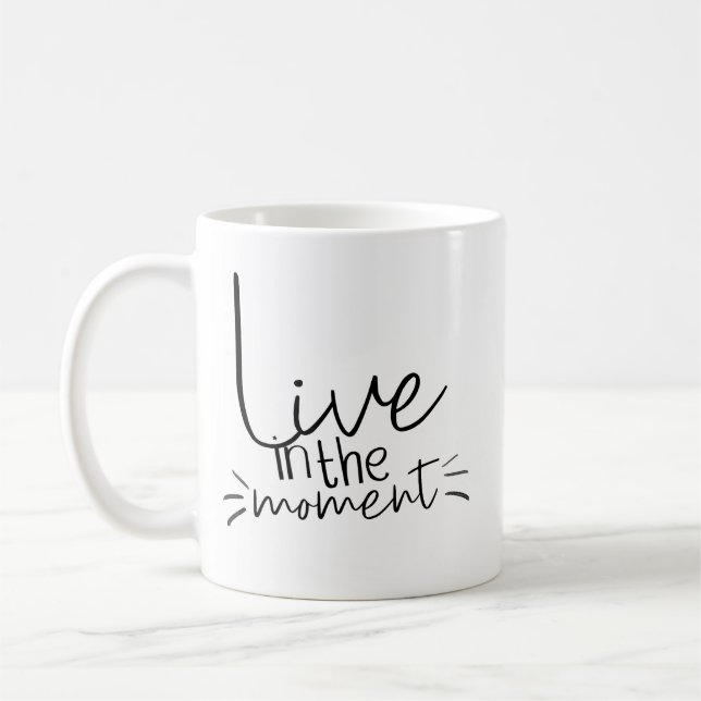 Caneca De Café Live In The Moment Cote (Viva A Cotação Do Momento (Esquerda)