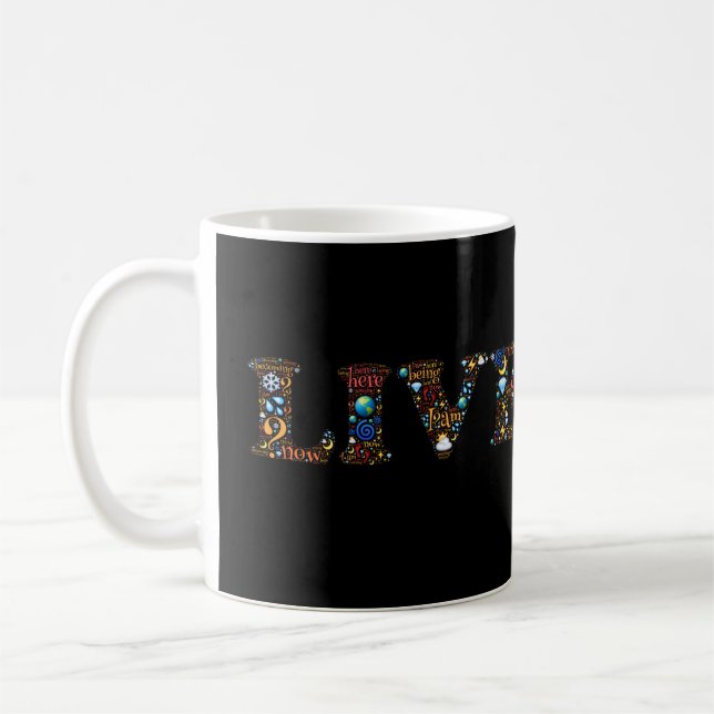Caneca De Café Live In The Presente Inspirational Word Art (Esquerda)