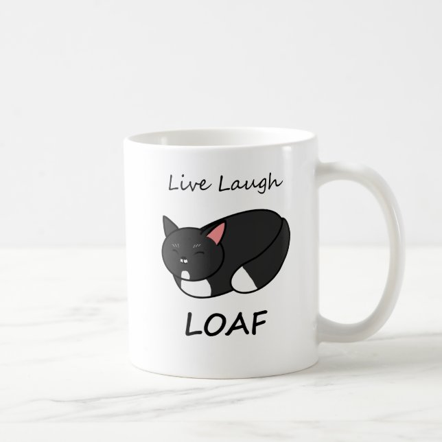 Caneca De Café Live Laugh Loaf Tuxedo Cat Mug (Direita)