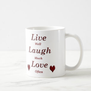 Caneca De Café Live Laugh Love