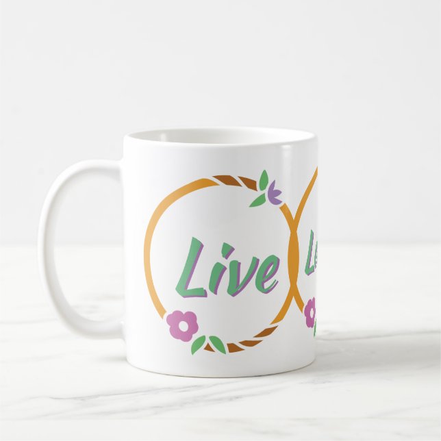 Caneca De Café Live Laugh Love Flower Ring (Esquerda)