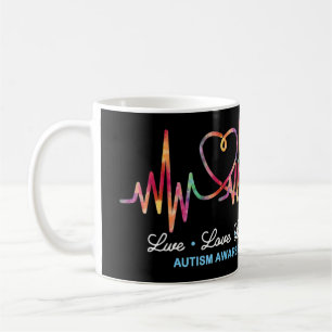 Caneca De Café Live Love Aceitar Autismo Sensibilização Tie Dye A