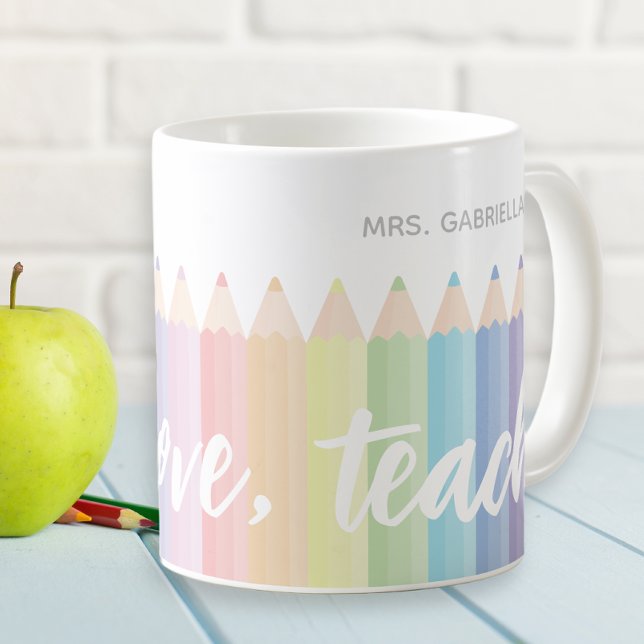 Caneca De Café Live Love Ensino Arco-Íris Personalizado Mug do Pr (Criador carregado)