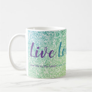 Caneca De Café Live Love Laugh Blue Green Script Mug