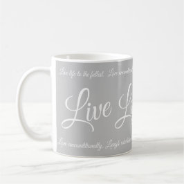 Caneca De Café Live Love Laugh Elegante White Script Cinza