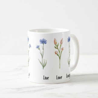 Caneca De Café Live Love Laugh Floral Cerâmica Mug