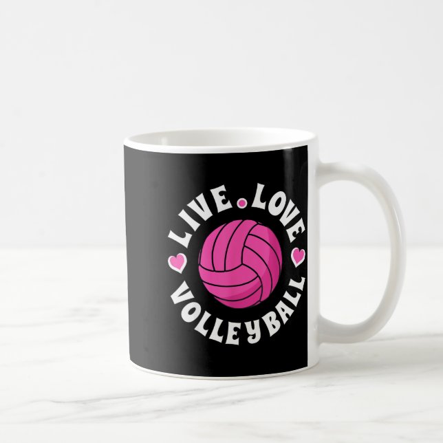 Caneca De Café Live Love Volleyball For Women Girls Volleyball Fa (Direita)