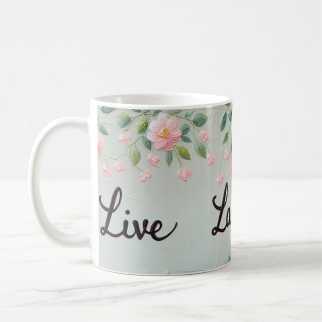 Caneca De Café Live, Ria, Amor (Esquerda)