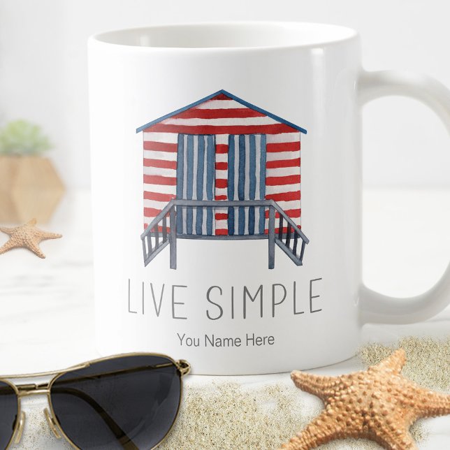 Caneca De Café Live Simples Citação Náutica Verão Praia Cabana (Criador carregado)