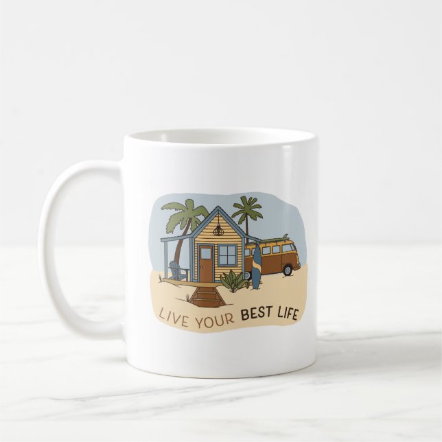 Caneca De Café Live Your Best Life Beach Surfer (Esquerda)