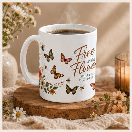 Caneca De Café Livre como o Gráfico Boho de Flores