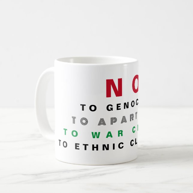 CANECA DE CAFÉ LIVRE PALESTINA NÃO AO GENOCÍDIO DE CRIMES DE GUER (Frente Esquerda)