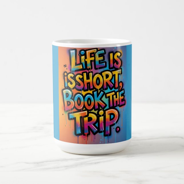 Caneca De Café Livro A Viagem Vida é Curta Presente de grafite pa (Centro)