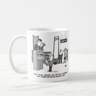 Caneca De Café Livro de Biblioteca Atrasado. Penalidade grave par