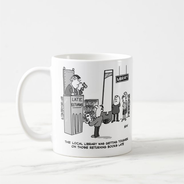 Caneca De Café Livro de Biblioteca Atrasado. Penalidade grave par (Esquerda)