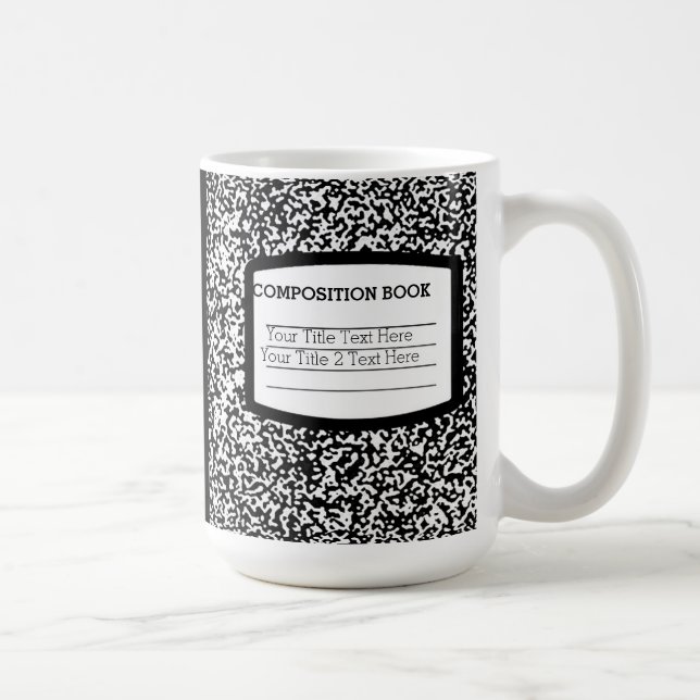 Caneca De Café Livro de Composição Personalizado Escola/Professor (Direita)