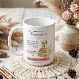 Caneca De Café Livro de Presente de Professor Estético Fofo Moder